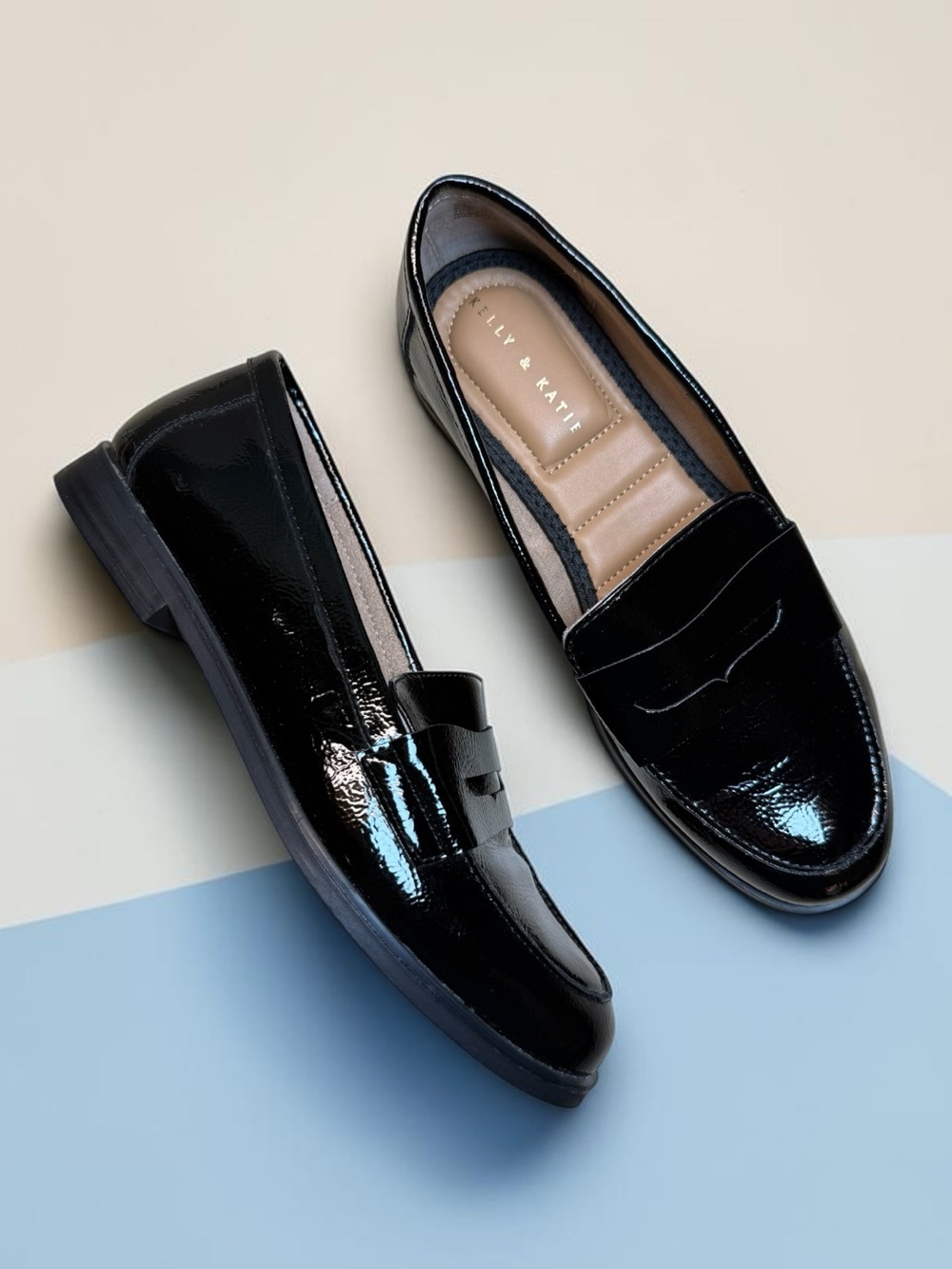 KELLY & KATIE Black Penny Loafers Women’s Slip-On Flat Shoes - US Size 6 M